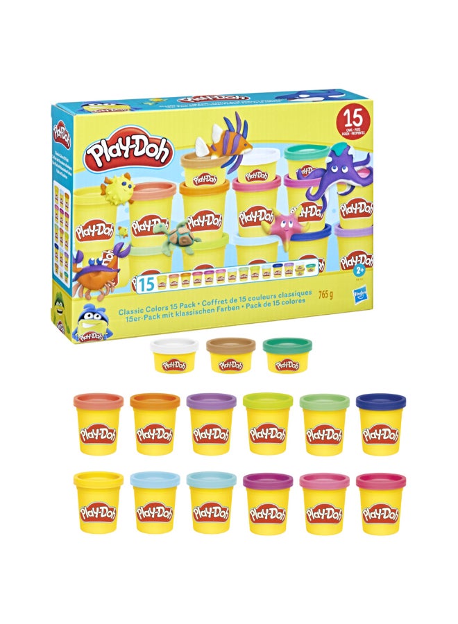 Play-Doh Classic Colors 15 Pack of Modeling Compound, Bulk Set, Arts and Crafts for Kids, 2 Ounce Cans - Image 3
